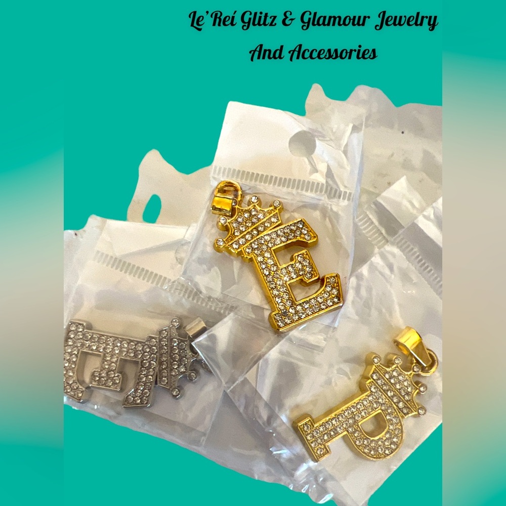 Gold filled Crown Initial Pendants